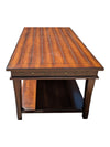 Wood Coffee Table with Lower Shelf & Studded Trim