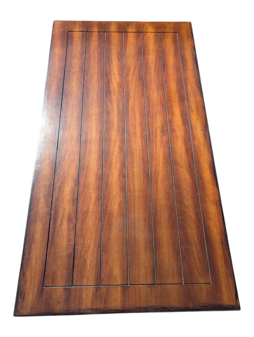 Wood Coffee Table with Lower Shelf & Studded Trim