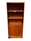 Tall Wood Bookcase with Lower Cabinet