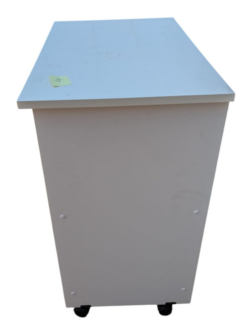 White Two-Tier Rolling Storage Shelf