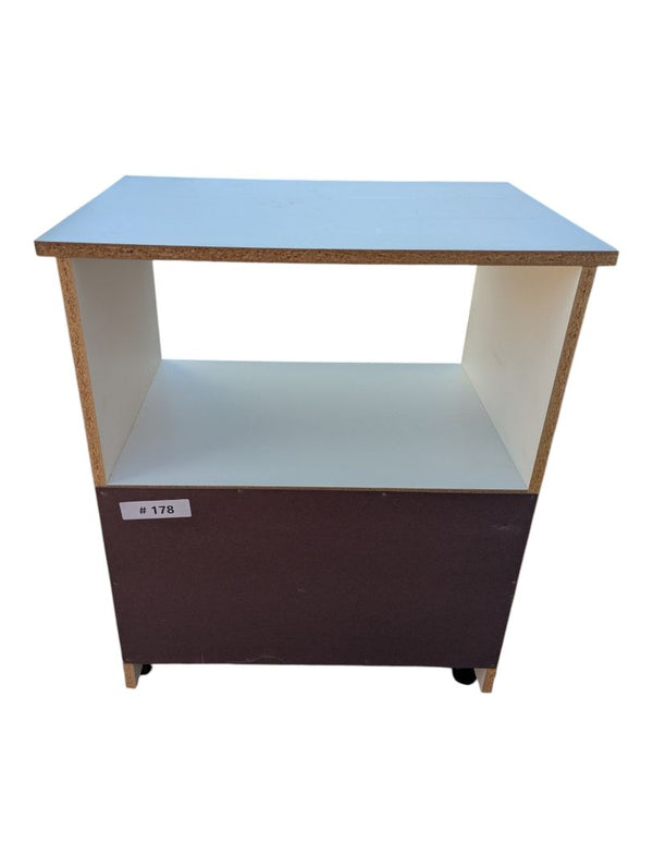 White Two-Tier Rolling Storage Shelf