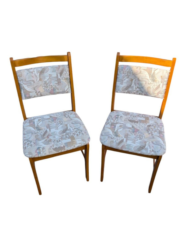 Pair of Upholstered Wood Dining Chairs