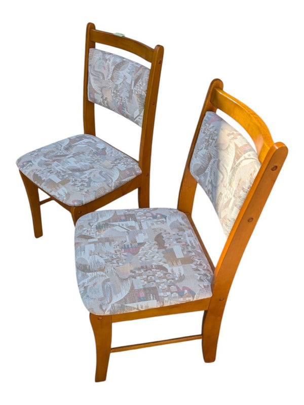 Pair of Upholstered Wood Dining Chairs