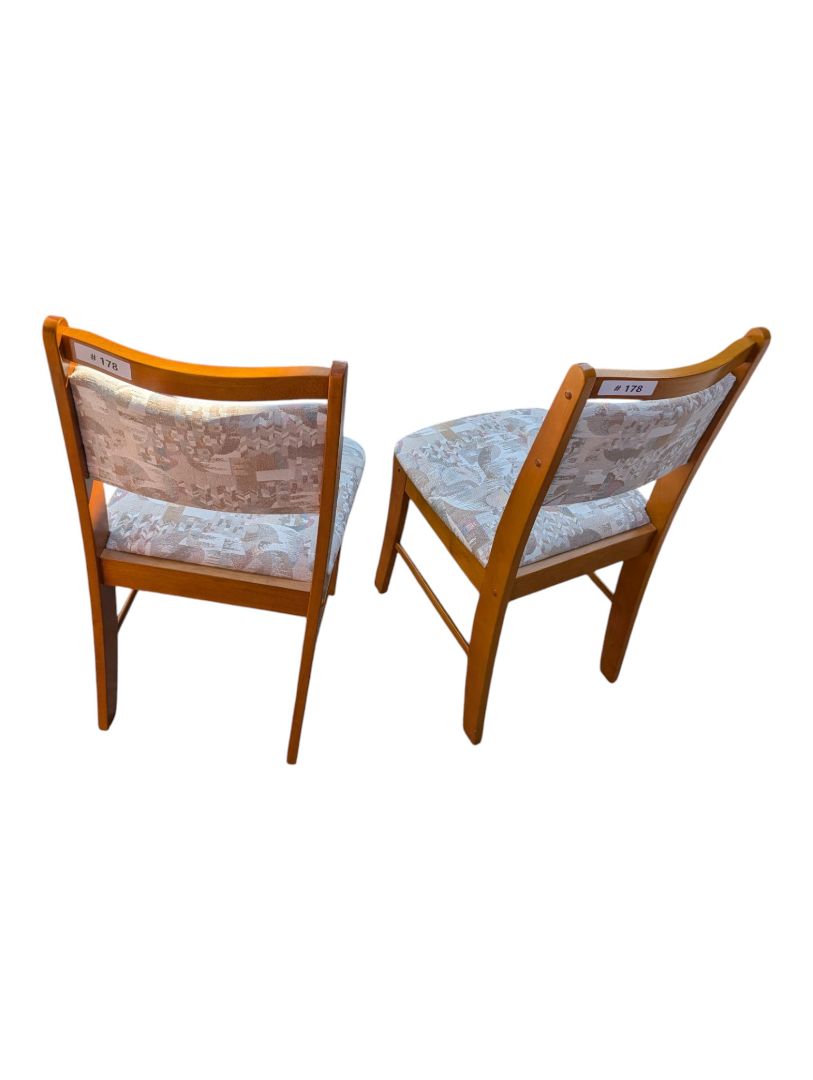 Pair of Upholstered Wood Dining Chairs