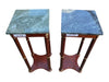 Pair of Green Marble Top Pedestal Side Tables