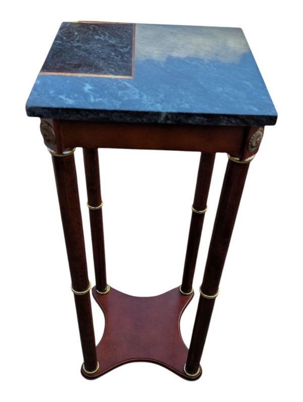 Pair of Green Marble Top Pedestal Side Tables