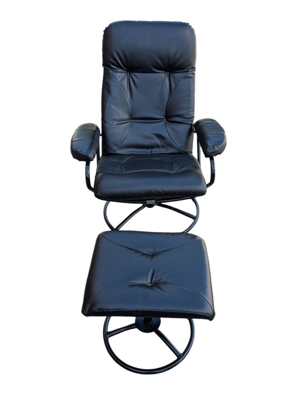 Black Swivel Recliner Chair with Matching Ottoman