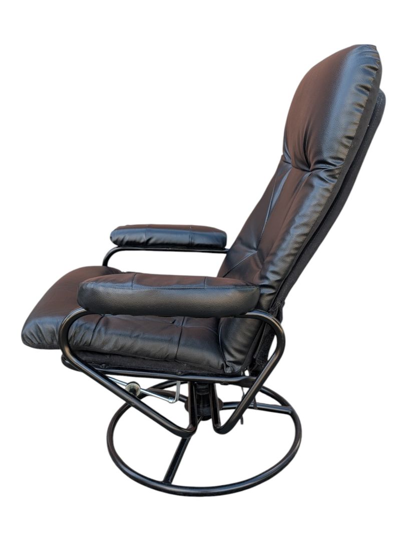 Black Swivel Recliner Chair with Matching Ottoman