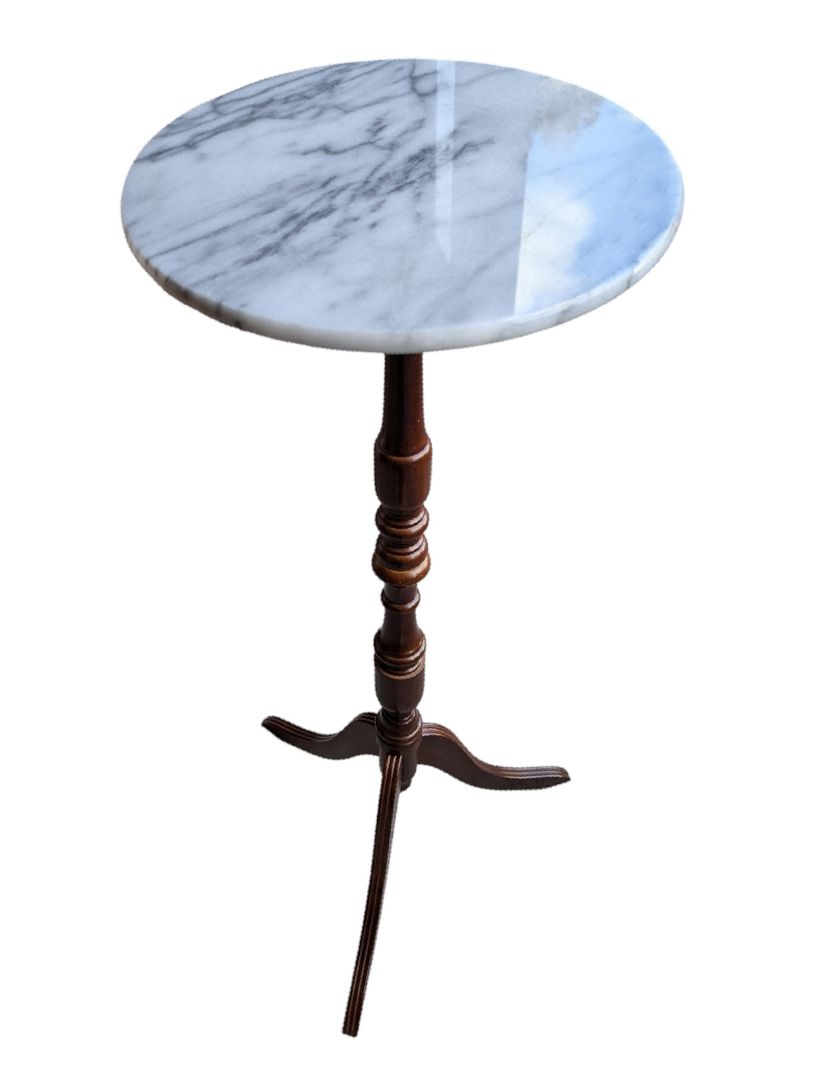 Round Marble Top Pedestal Accent Table