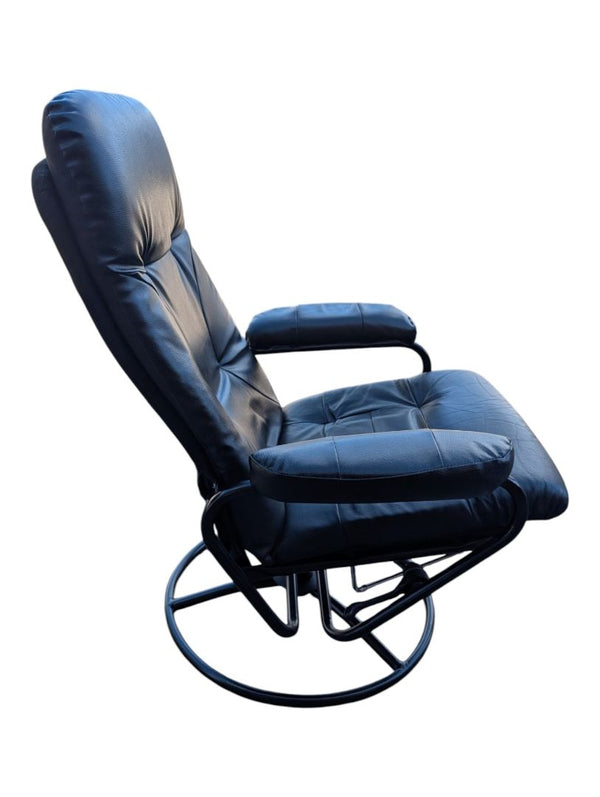 Black Swivel Recliner Chair with Matching Ottoman