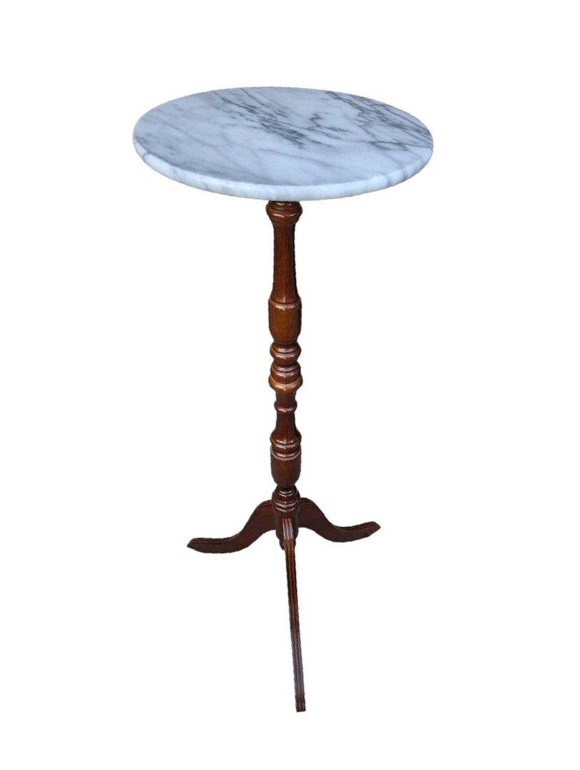Round Marble Top Pedestal Accent Table