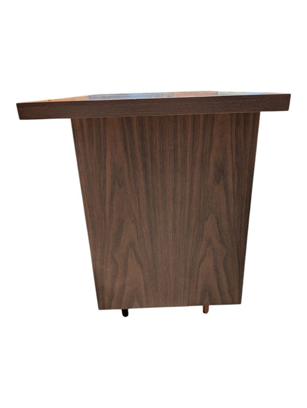 Vintage Walnut-Tone Seven-Drawer Writing Desk