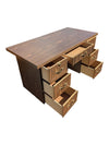 Vintage Walnut-Tone Seven-Drawer Writing Desk