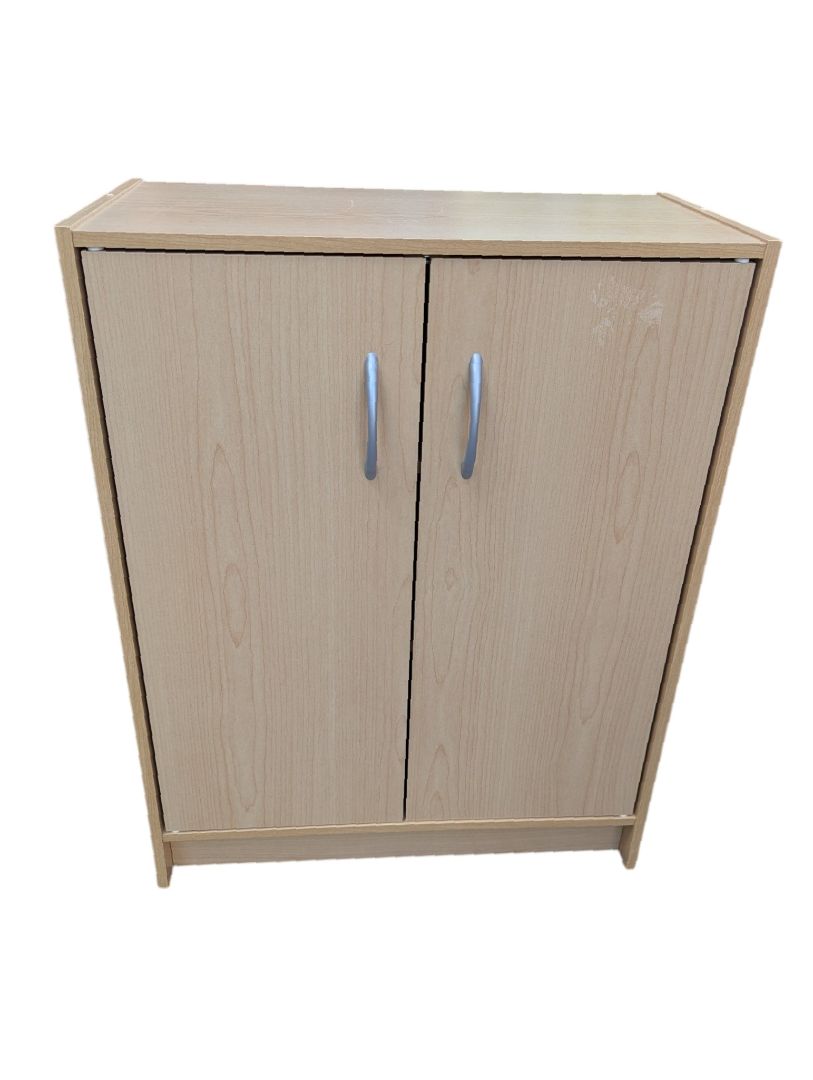 Light Woodgrain Two-Door Storage Cabinet