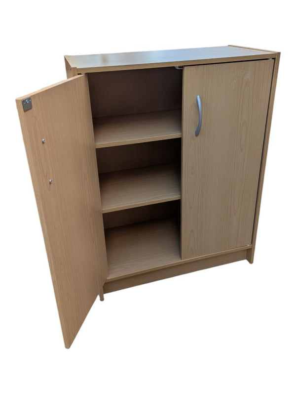 Light Woodgrain Two-Door Storage Cabinet