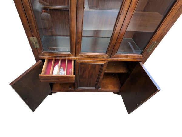 Vintage Wood & Glass Display Cabinet / China Hutch