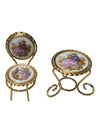 Vintage Limoges Porcelain Miniature Chair & Table Set