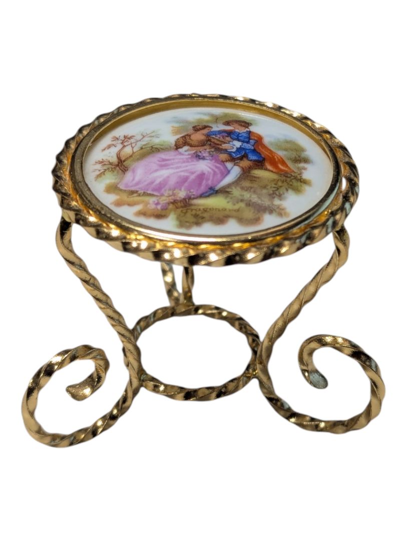 Vintage Limoges Porcelain Miniature Chair & Table Set