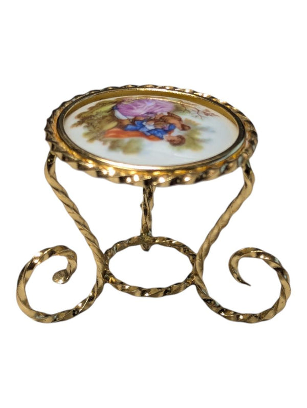 Vintage Limoges Porcelain Miniature Chair & Table Set