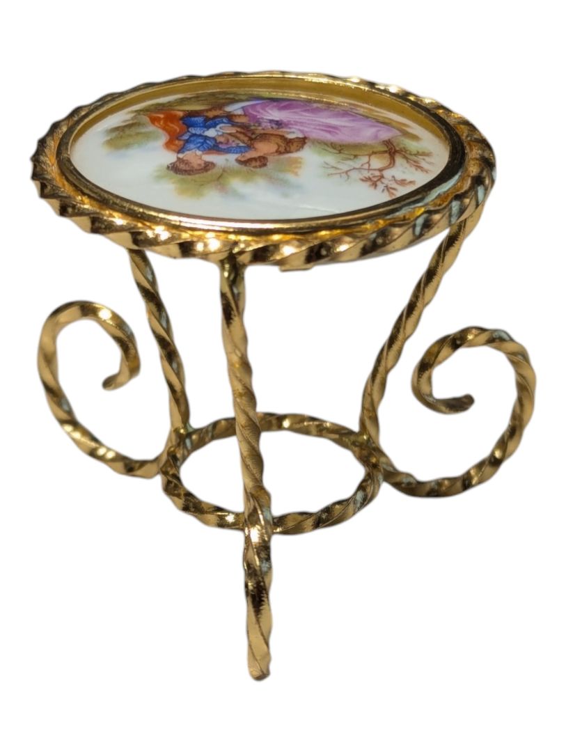 Vintage Limoges Porcelain Miniature Chair & Table Set