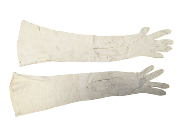 Vintage White Leather Opera-Length Gloves – Small