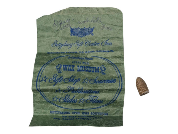 Vintage Gettysburg Civil War Minié Ball Bullet & Souvenir Bag