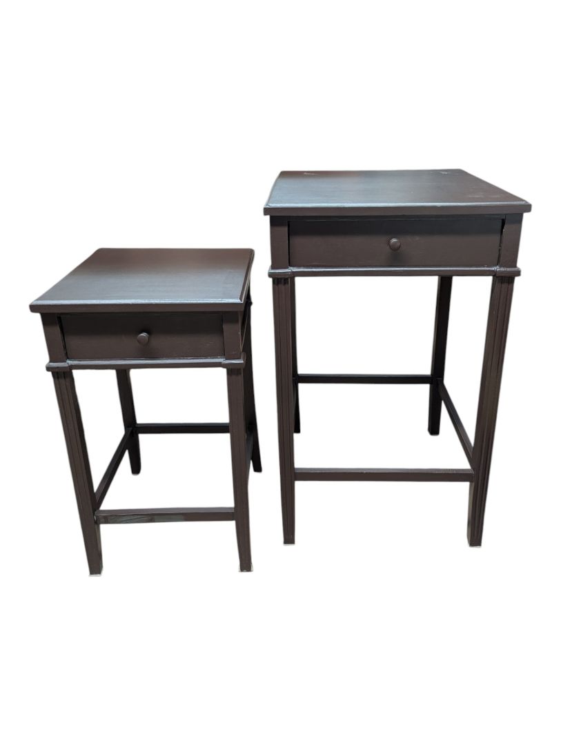 Pair of Graduated Wood Accent Tables with Drawers