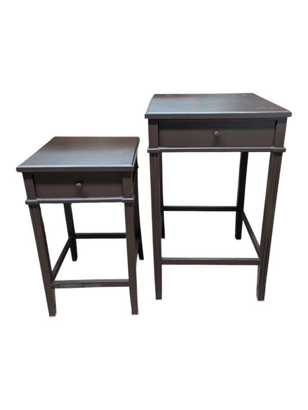 Pair of Graduated Wood Accent Tables with Drawers