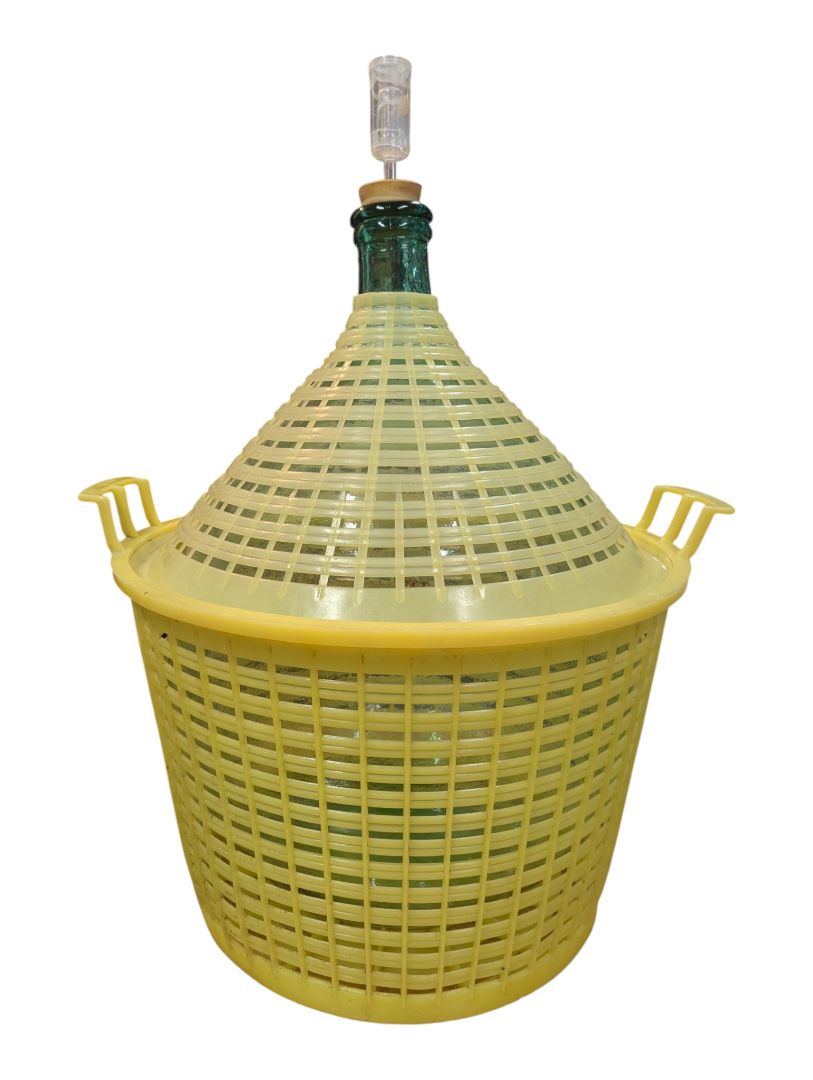 Vintage Green Glass Demijohn Carboy with Fermentation Airlock