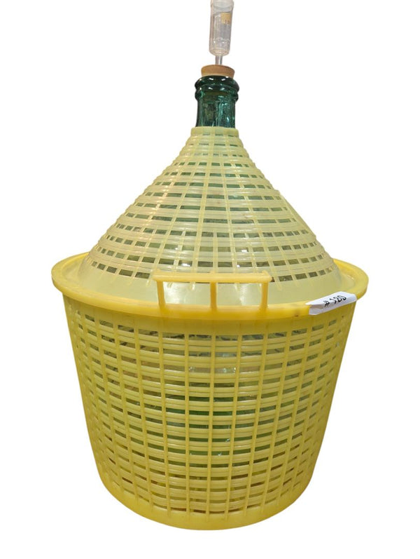 Vintage Green Glass Demijohn Carboy with Fermentation Airlock