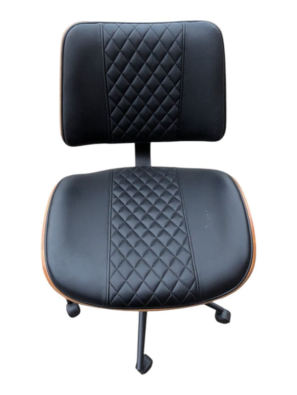 Black Quilted Faux Leather Swivel Office Chair