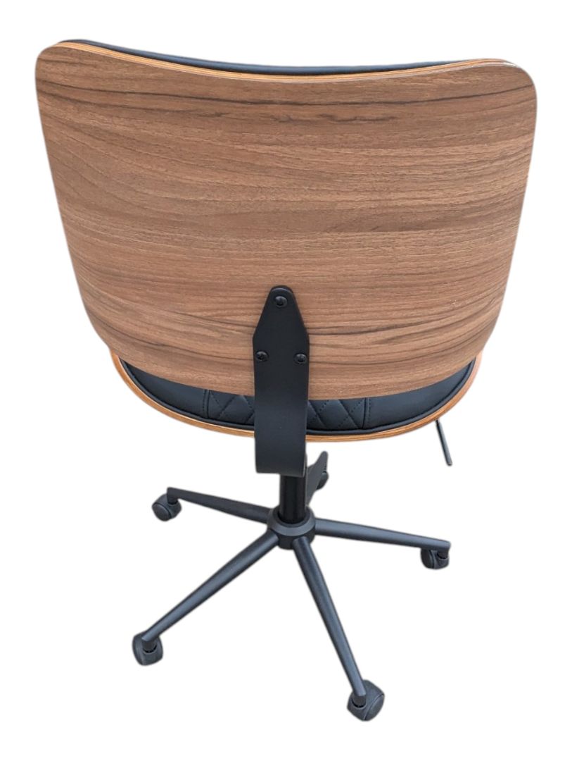 Black Quilted Faux Leather Swivel Office Chair