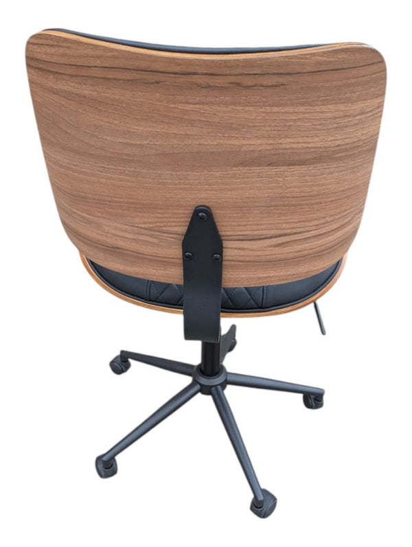 Black Quilted Faux Leather Swivel Office Chair