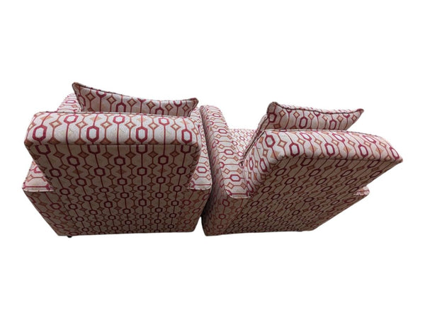 Pair of Geometric Upholstered Accent Chairs