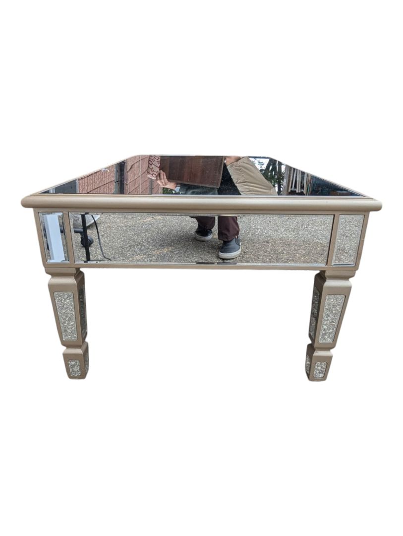 Mirrored Coffee Table with Crystal-Style Accents