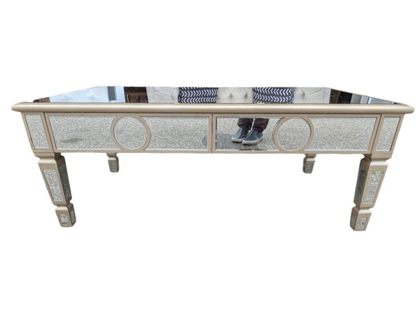 Mirrored Coffee Table with Crystal-Style Accents
