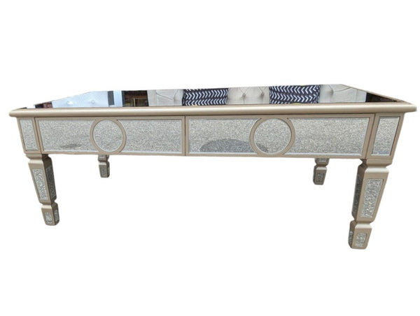 Mirrored Coffee Table with Crystal-Style Accents