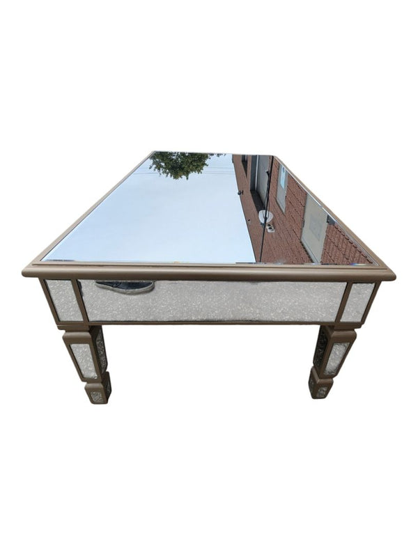 Mirrored Coffee Table with Crystal-Style Accents