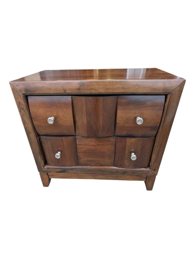 Contemporary Wood 2-Drawer Nightstand