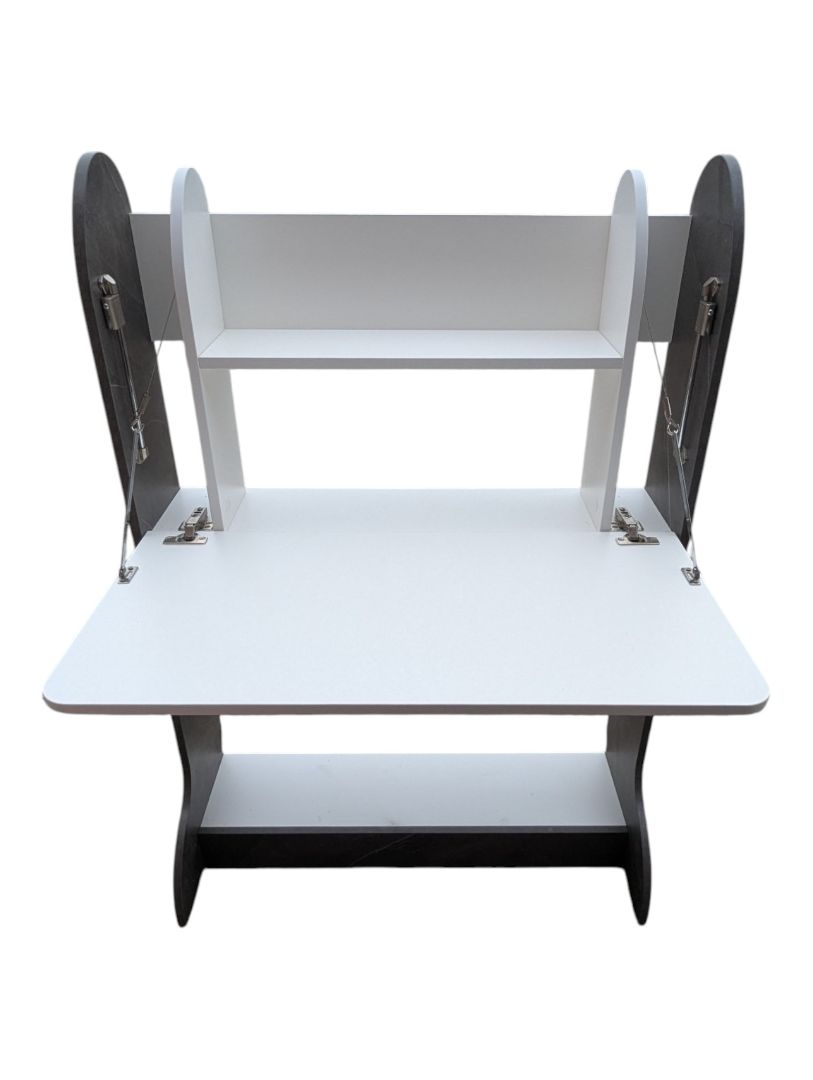 Modern Fold-Down Writing Desk with Shelving