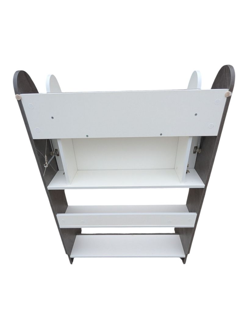 Modern Fold-Down Writing Desk with Shelving