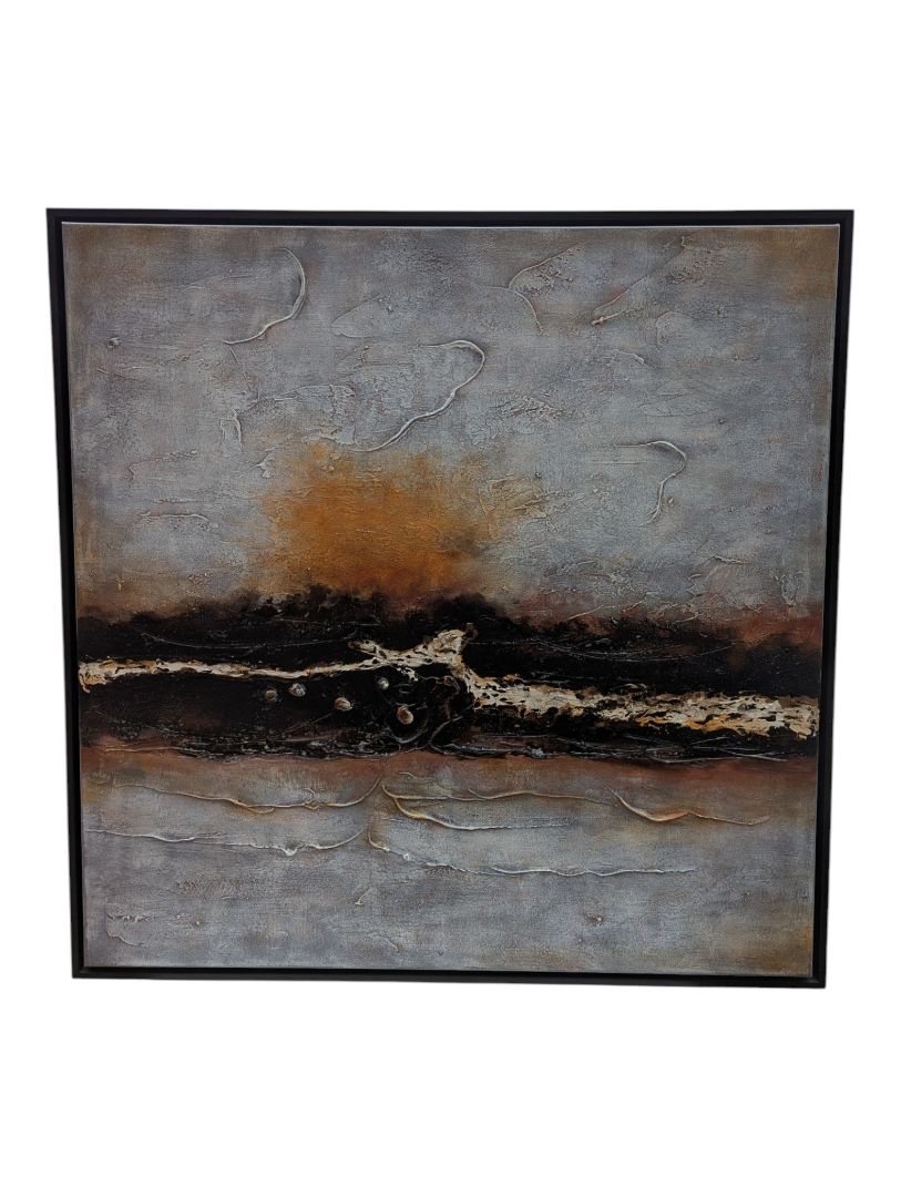 Large Framed Textured Abstract Wall Art