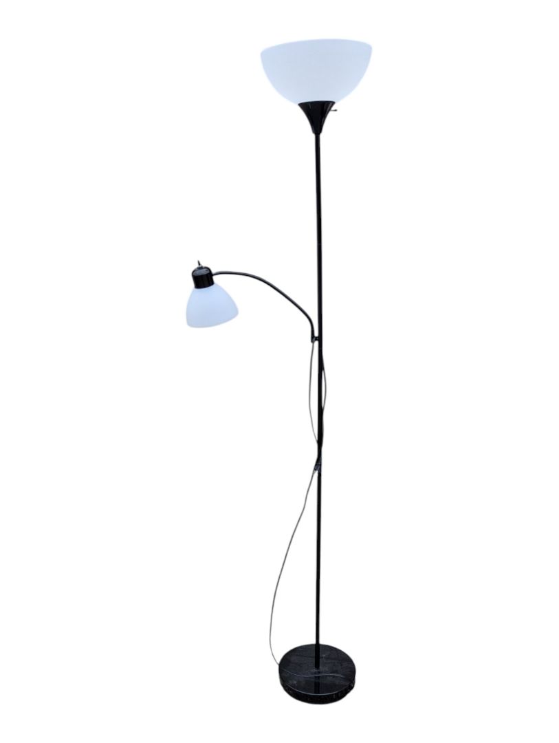 Black Dual-Light Floor Lamp with Reading Arm