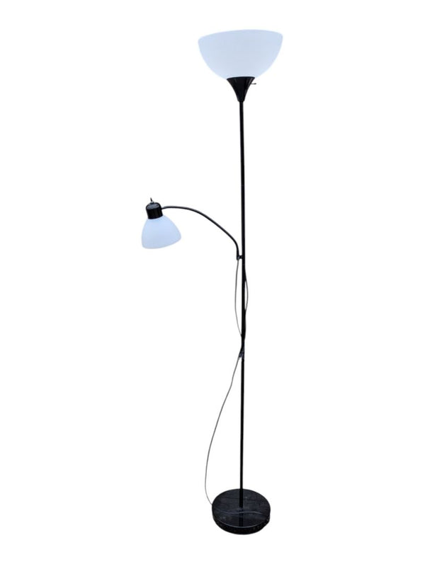 Black Dual-Light Floor Lamp with Reading Arm