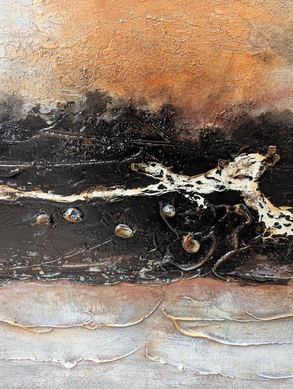 Large Framed Textured Abstract Wall Art