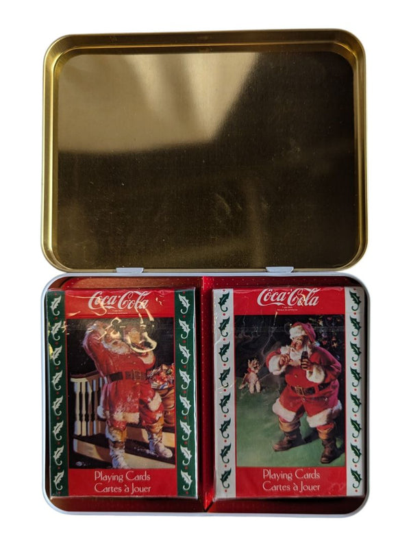 1993 Coca-Cola Nostalgia Santa Claus Playing Cards Tin – 2 Decks