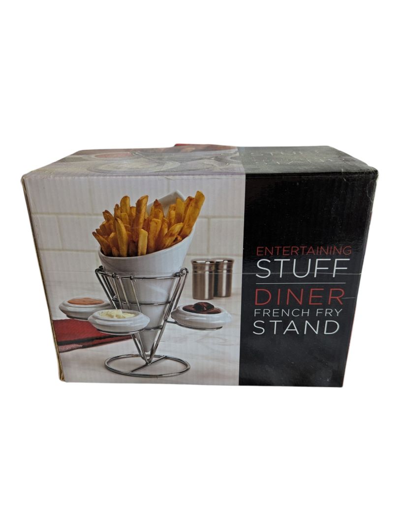 Entertaining Stuff Diner French Fry Stand with Ceramic Bowls – 2 Sets