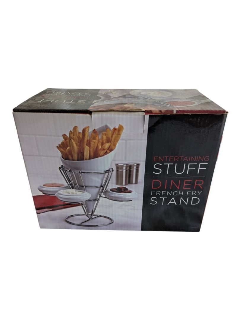 Entertaining Stuff Diner French Fry Stand with Ceramic Bowls – 2 Sets