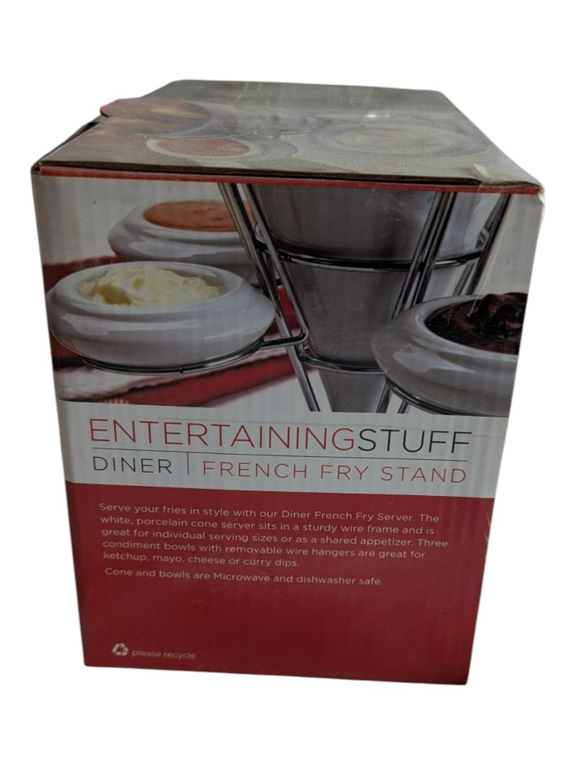 Entertaining Stuff Diner French Fry Stand with Ceramic Bowls – 2 Sets