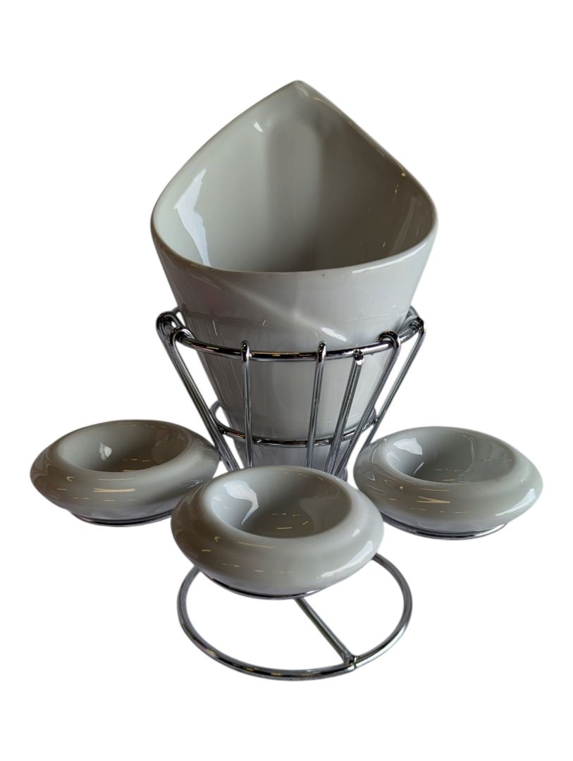 Entertaining Stuff Diner French Fry Stand with Ceramic Bowls – 2 Sets